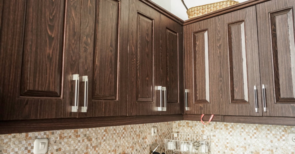 An image of cabinets with wood services looking amazing after Cabinet Refinishing North Bay fixed them up.